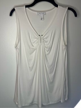 White House Black Market White Tank Top with V-Neck